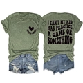 Detail of army green Sports Mama t-shirt with back slogan and distressed denim shorts - Olive Green (Black Font)