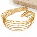 6-teiliges goldenes Gliederketten-Armband-Set mit Büroklammer- und kubanischen Stapellagen - Goldener Stil (F2399)