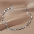 Elegant 18K gold plated stainless steel water wave chain bracelet for women in silver finish - Water Wave Style (C4206) / Silver