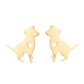 Schattige gouden puppy oorknopjes van roestvrij staal met hartvormige uitsnede voor dames - Goud