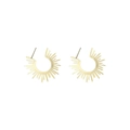 Boucles d'oreilles minimalistes dorées en acier inoxydable avec design soleil rayonnant - Style de Rayon de Soleil Doré (N3731)