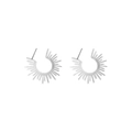 Détail de boucles d'oreilles en acier argenté avec un design géométrique de soleil - Style de Rayon de Soleil Argenté (N3732)
