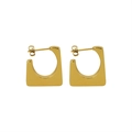 Polished gold-plated stainless steel geometric U-shaped stud earrings for women - Gold Polished Style (B1417)