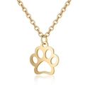 Macro shot of gold-plated cable chain and hollow animal paw print pendant on white background - Gold Paw Style (N415)