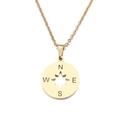Minimalist gold stainless steel compass necklace with star cutout and N E S W engraving - Gold (N679)