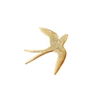 Elegante spilla a rondine dorata con incisione dettagliata delle piume in acciaio titanio - Stile Oro (B5055)