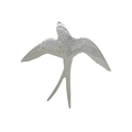 Spilla a forma di rondine in argento con incisione dettagliata delle piume su metallo - Stile Argento (B5056)