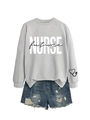 Detail view of light grey sweatshirt with Future Nurse text and heart stethoscope print - Grey Sweatshirt (Black Text)