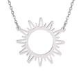 Collana con ciondolo a sole in acciaio inossidabile lucido con intaglio a raggiera - Acciaio (N432)