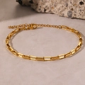 Gold stainless steel paperclip link chain bracelet with adjustable lobster clasp closure - Gold (C4257)