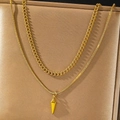 Mens gold layered curb and snake chain necklace with a geometric triangle pendant - Gold Style (C3221)