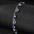 Silbernes Edelstahl-Armband mit bösem Blick und Kristallen für Damen im Boho-Stil - Silberner Stil (C6600)