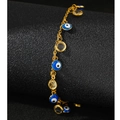 Goldenes Evil Eye Armband mit blauen Emaille-Anhängern und Kristallen für Damen - Goldener Stil (C6599)