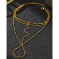Elegant layered gold bead bracelet and ring hand chain with lobster clasp for women - Gold Style (C6273)