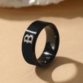 Minimalist black stainless steel signet ring featuring a polished finish and letter B - Letter B
