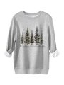 Detail eines grauen Winter-Sweatshirts mit Tannen-Print und dickem weißem Fleecefutter - S / Hellgrau