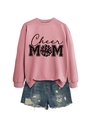 Détail du sweat-shirt rose à manches longues avec texte Cheer MOM noir et poignets côtelés - Sweat-shirt Or Rose (Imprimé Noir)
