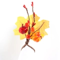 Detail of autumn napkin ring with maple leaf, orange berries and mini pumpkin - Artificial Autumn Maple Leaf and Berry Combination Style