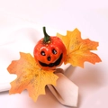 Servilletero de calabaza de Halloween con hojas de membrillo en cuerda de cáñamo - Estilo de Calabaza Sonriente y Hoja de Arce (Estilo 1)