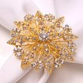 Elegant gold flower napkin ring with sparkling white rhinestones for wedding decor - Gold