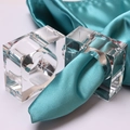 Ensemble de ronds de serviette carrés en cristal acrylique transparent pour décor de table - Défaut