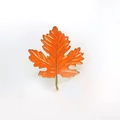 Antique gold maple leaf napkin ring with vibrant orange enamel finish for table decor - Orange Enamel Maple Leaf Style