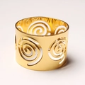 Rond de serviette en or avec spirale évidée et finition miroir pour décoration de mariage - Style creux à courbe en spirale / Doré