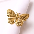 Detailed view of hollow gold butterfly napkin ring showing metallic wing texture - Stamped Hollow Butterfly (9)