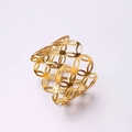 Elegante portatovagliolo dorato con motivo geometrico e finitura a specchio di lusso - Oro