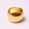 Macro shot of gold wide napkin ring featuring irregular hammered metal texture details - Hammered Texture Gold / Gold
