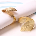 Servilletero dorado con forma de hoja para decoración elegante de mesas de comedor - Dorado Mate