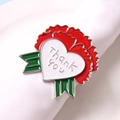 Christmas Thank You napkin ring with red carnation flower and heart charm on white fabric - Thank You