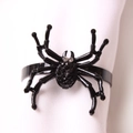 Halloween black spider napkin ring with sparkling rhinestones on white fabric - Shiny Black Spider (With Rhinestones)