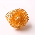 Golden bayberry ball napkin ring with handcrafted wire wrapped design for weddings - Gold