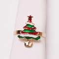 Christmas tree napkin ring with colorful enamel and sparkling red rhinestone set of 10 - Color Blocking Enamel Tree (ZWZ-XMS-210)