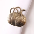 Antique bronze pumpkin napkin ring with textured finish for autumn table decor - Antique Gold Hammered Pumpkin Style