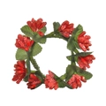 Handmade Christmas napkin ring with red berries and green leaves on white backdrop - Bright Red Berry Green Leaf Woven Style (Red Bead)