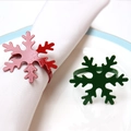 Christmas snowflake napkin rings in festive red and green metal for holiday table decor - Snowflake