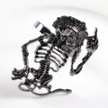 Gothic punk skeleton hand napkin ring in polished gunmetal black finish with gesture - Skeleton Figure