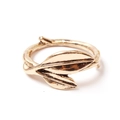 Detailed close-up of golden leaf napkin ring featuring natural branch texture and veins - Antique Gold