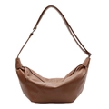 Brown faux leather crescent bag with adjustable strap and casual dumpling design - Brown