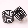 Set di 2 portatovaglioli neri in metallo con motivo geometrico traforato opaco - Stile geometrico cavo a chiave greca / Nero