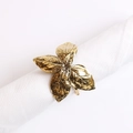 Rond de serviette doré vintage en forme de branche d'olivier avec détails de feuilles - Style Quatre Feuilles Chevauchantes (Style 3)