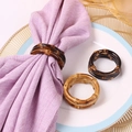 Brown bamboo napkin rings with natural wood texture for elegant table decoration - Coffee