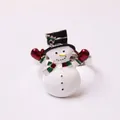 Servilletero plateado con un detallado muñeco de nieve navideño y acabado esmaltado - Muñeco de nieve