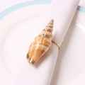 Golden conch napkin ring featuring realistic shell texture on a white linen napkin - Golden Spiral Conch Style (6)
