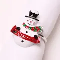 Servilletero de muñeco de nieve con esmalte blanco y detalle de Let It Snow - Muñeco de Nieve Estilo 1