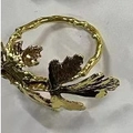 Olive branch napkin ring with vintage gold finish and detailed leaf texture - Ring Branch Leaf Combination (Style 6)