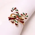Servilletero navideño con diseño de bastón de caramelo y lazo rojo decorativo - Bastón de Caramelo