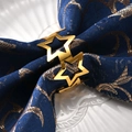 Servilletero moderno de metal dorado con doble estrella para mesa de lujo formal - Oro Resistente al Deslustre